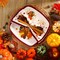 150 Pcs Thanksgiving Turkey Divided Paper Plates (warm color)